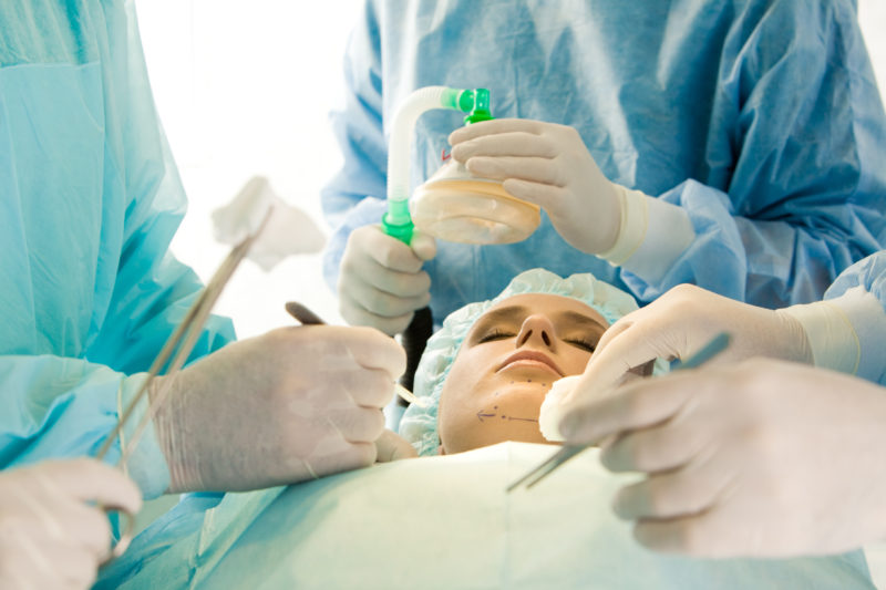 patient being prepped for septorhinoplasty surgery